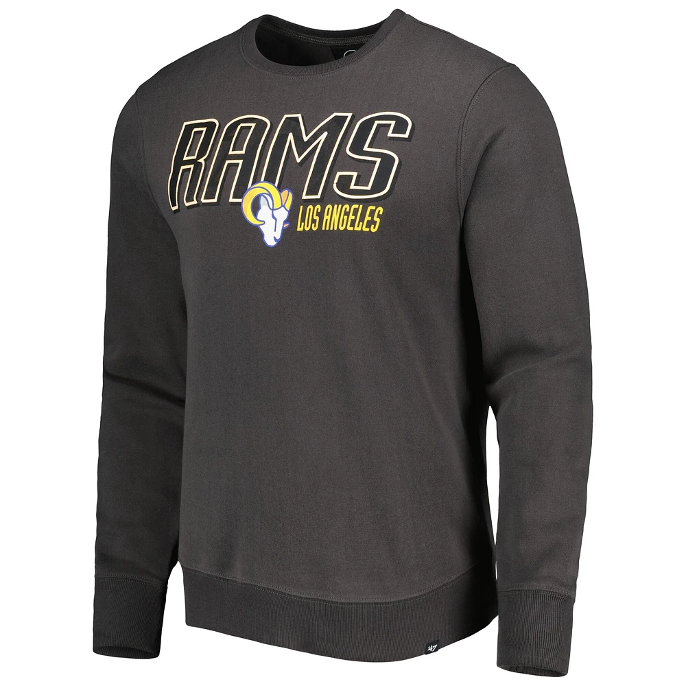 Men's '47 Charcoal Los Angeles Rams Locked Headline Pullover Sweatshirt