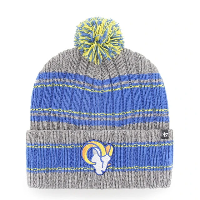 Youth New Era Royal Los Angeles Rams Repeat Cuffed Knit Hat with Pom