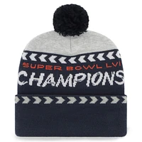 Men's '47 Gray/Navy Los Angeles Rams Super Bowl LVI Champions Clapboard Cuffed Pom Knit Hat