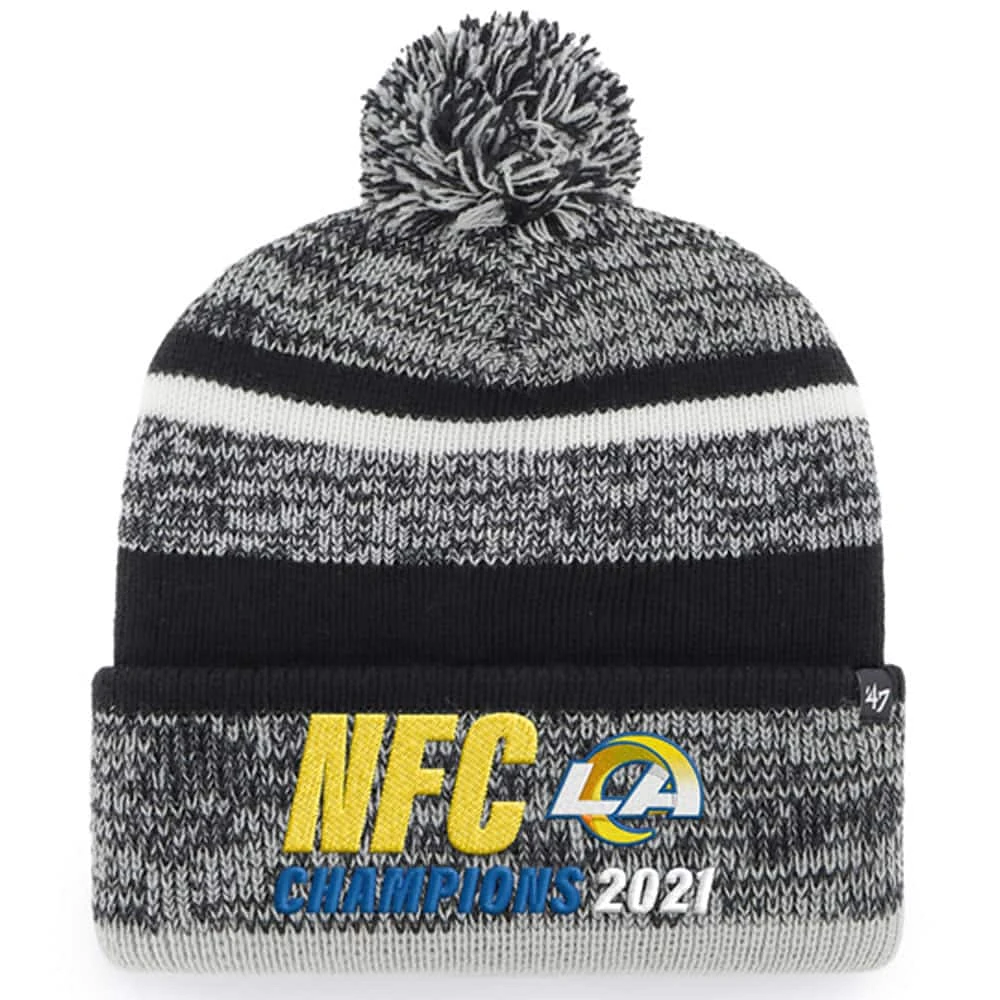 Bonnet en tricot à revers Northward '47 Heathered Black Los Angeles Rams 2021 NFC Champions pour homme