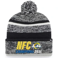 Men's '47 Heathered Black Los Angeles Rams 2021 NFC Champions Northward Cuffed Pom Knit Hat