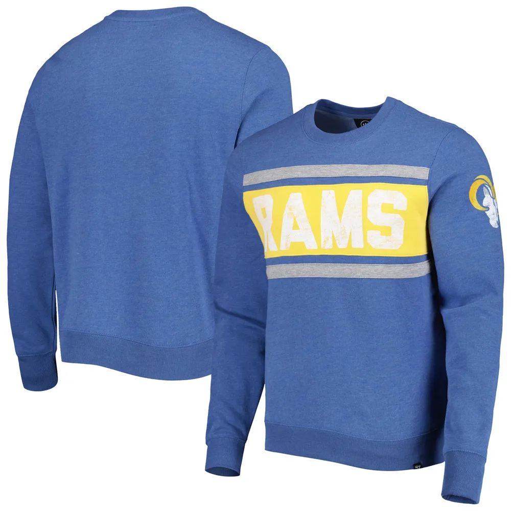 Men's '47 Heathered Blue Los Angeles Rams Bypass Tribeca Pullover Sweatshirt