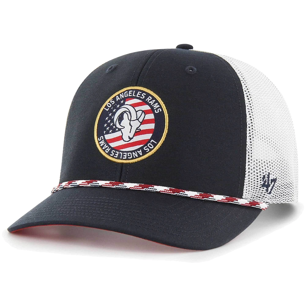 Men's '47  Navy/White Los Angeles Rams Union Patch Trucker Adjustable Hat