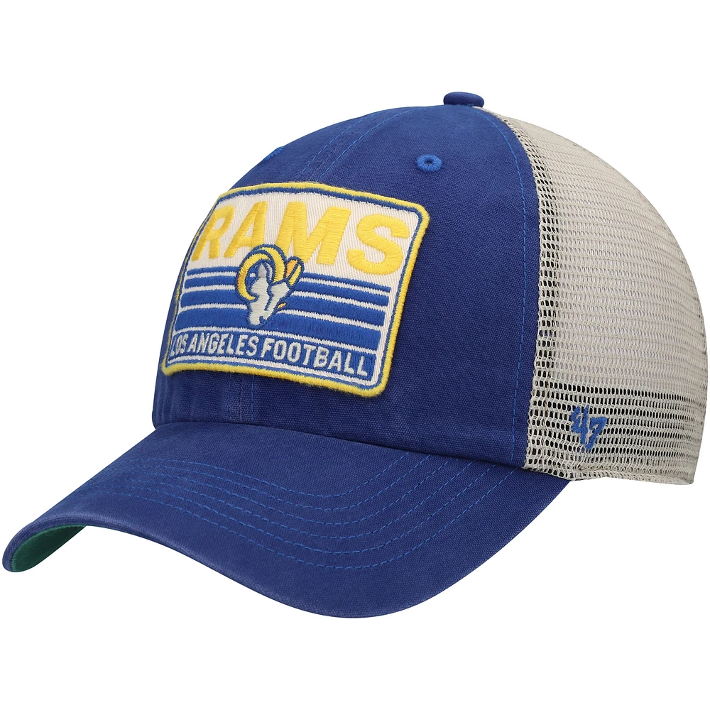 Casquette '47 Royal/Natural Los Angeles Rams Four Stroke Clean Up Snapback pour homme