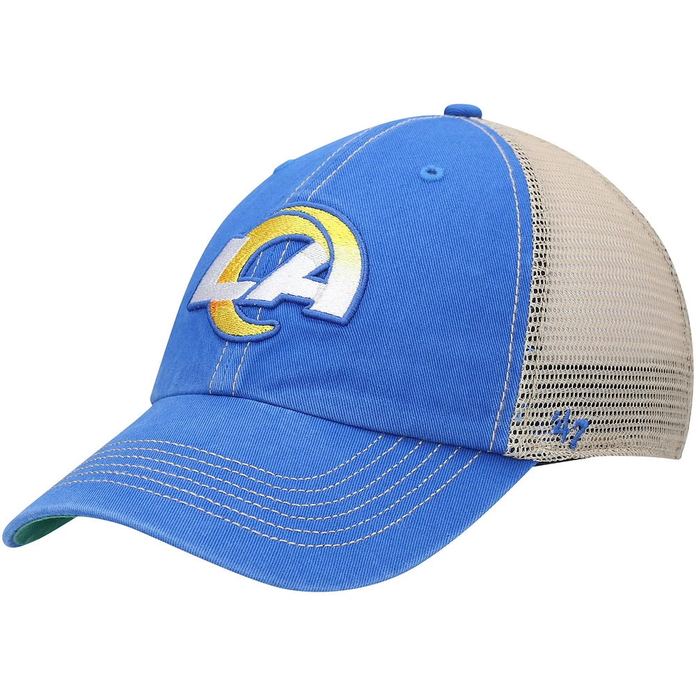 Casquette '47 Royal/Natural Los Angeles Rams LA Trawler Trucker Clean Up Snapback pour homme