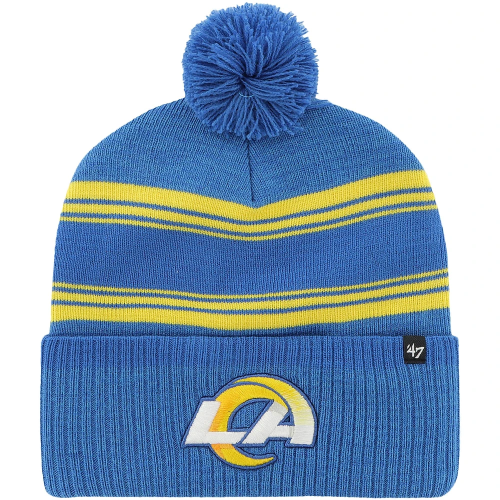 Men's '47 Royal Los Angeles Rams Fadeout Cuffed Knit Hat with Pom