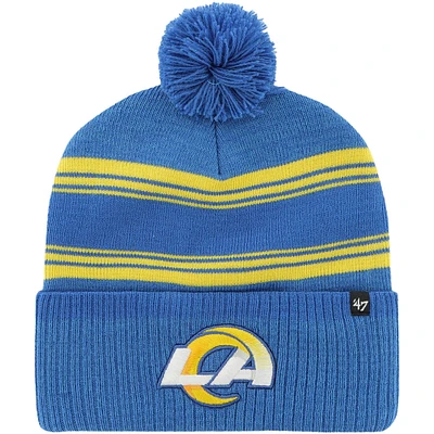 Men's '47 Royal Los Angeles Rams Fadeout Cuffed Knit Hat with Pom