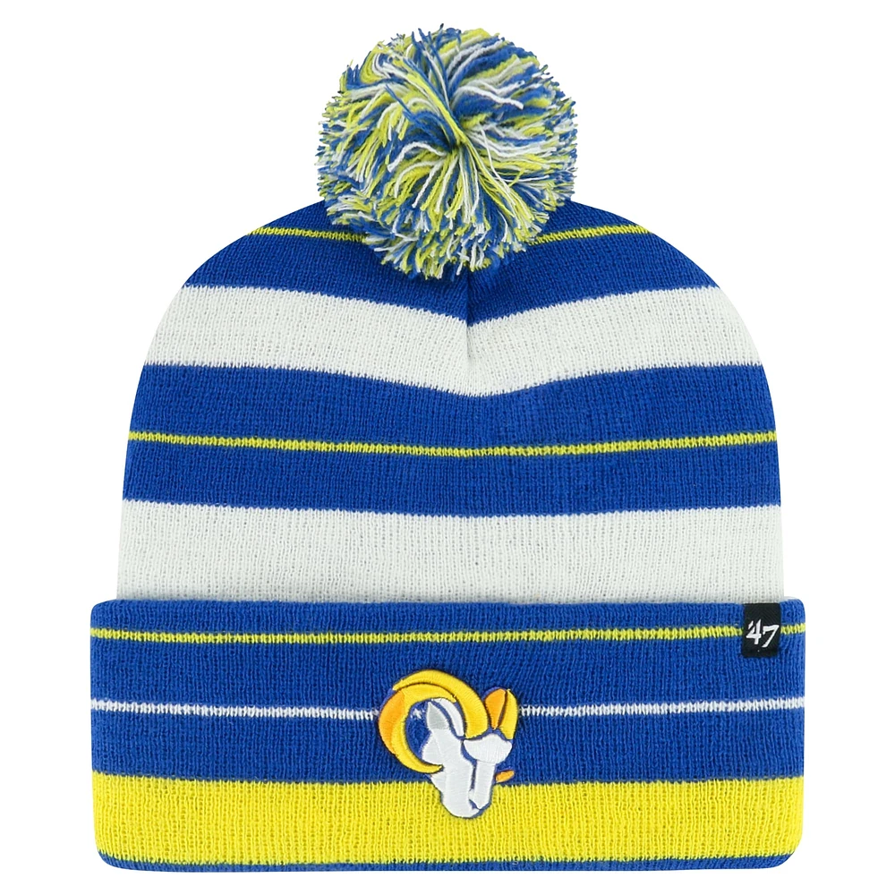 Bonnet en tricot à revers Powerline '47 Royal Los Angeles Rams pour femmes avec pompon