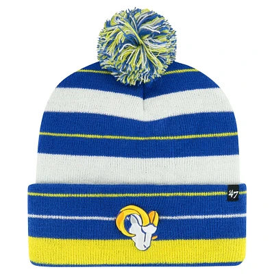 Bonnet en tricot à revers Powerline '47 Royal Los Angeles Rams pour femmes avec pompon