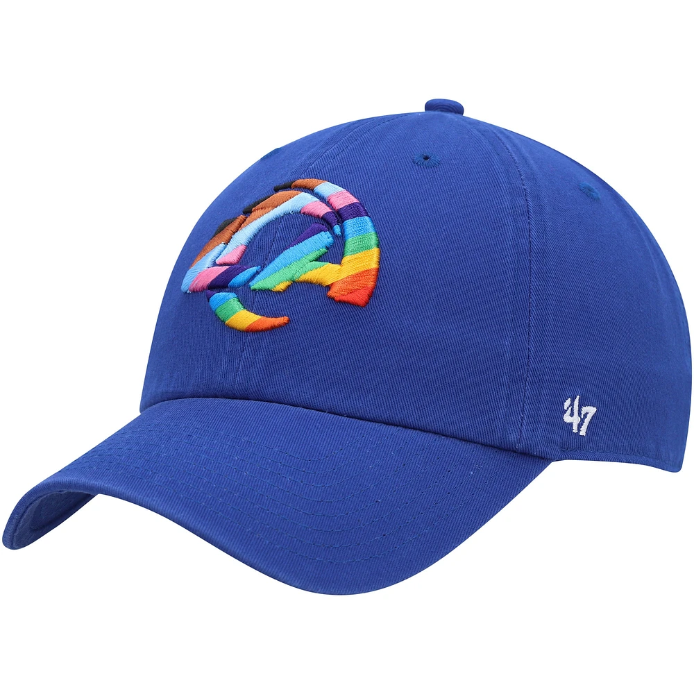 Men's '47 Royal Los Angeles Rams Pride Clean Up Adjustable Hat