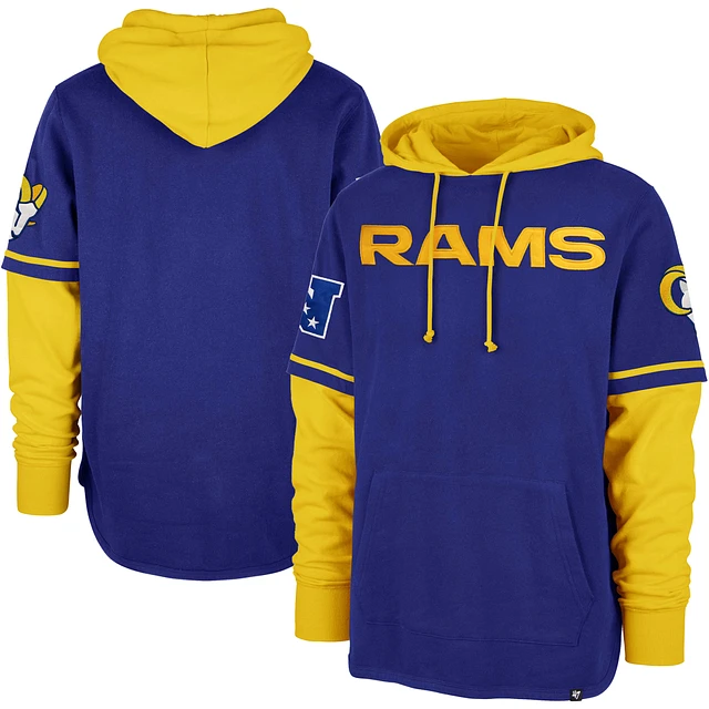 Youth Royal Los Angeles Rams Raglan Pullover Hoodie 