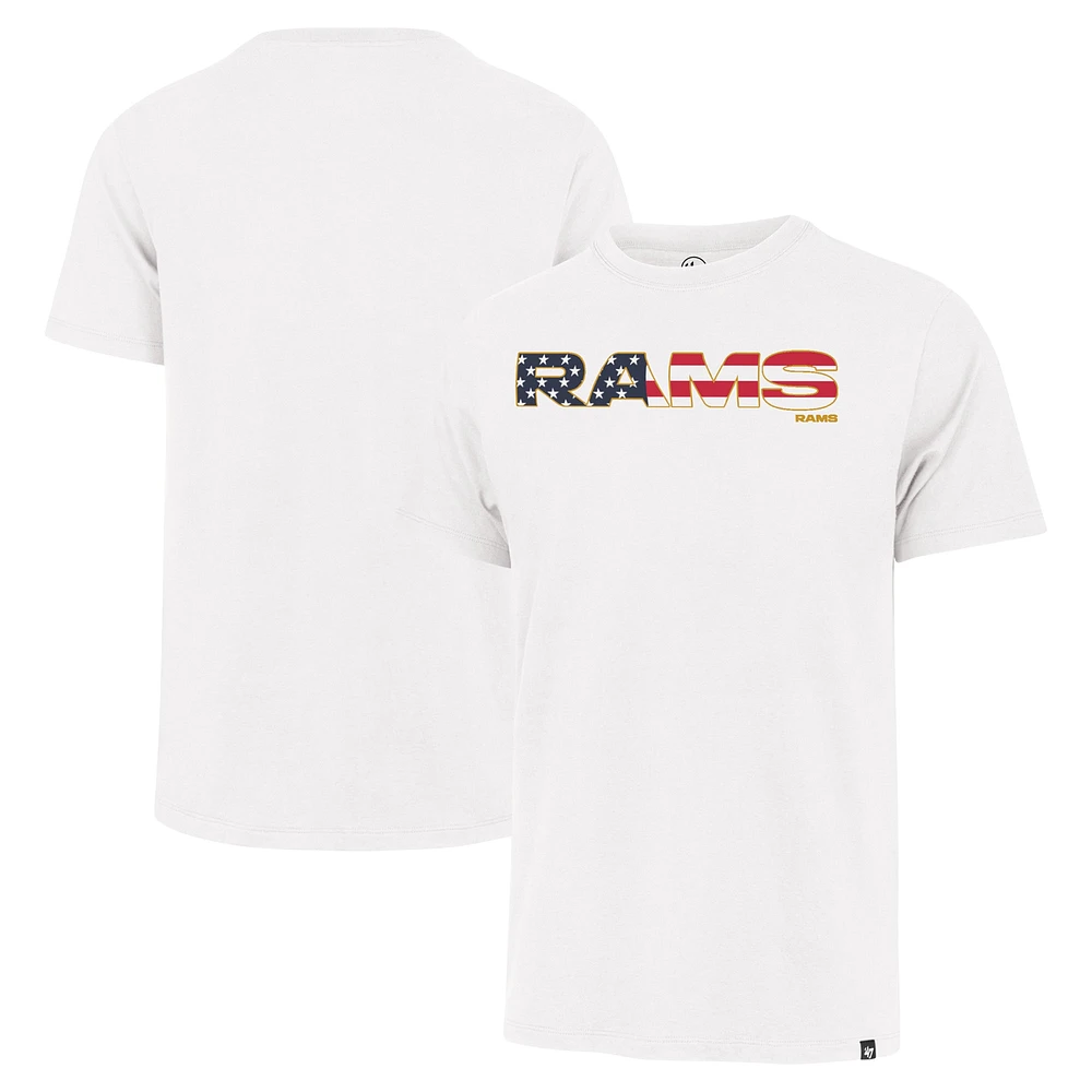 Men's '47 White Los Angeles Rams Flag Script Franklin T-Shirt