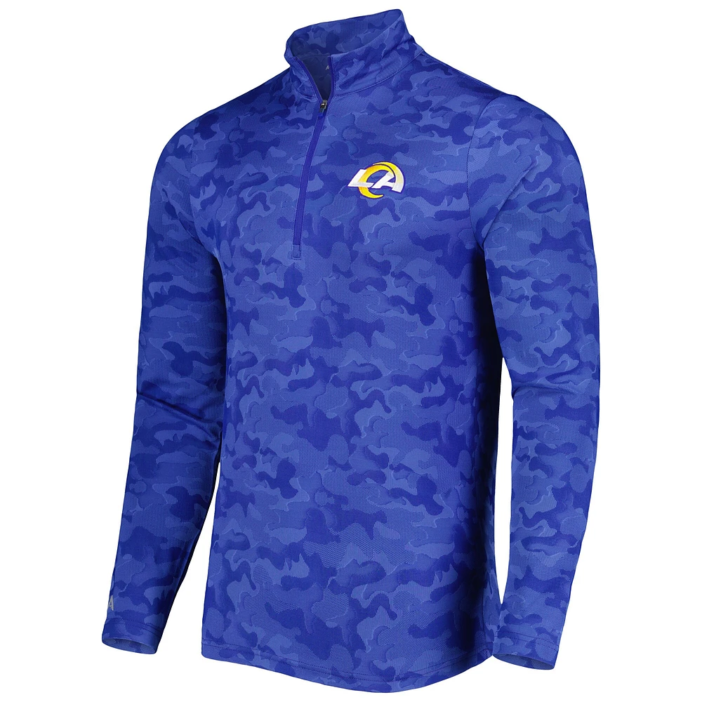 Sweat-shirt à fermeture éclair quart de tour Antigua Royal Los Angeles Rams Brigade pour homme