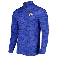 Sweat-shirt à fermeture éclair quart de tour Antigua Royal Los Angeles Rams Brigade pour homme