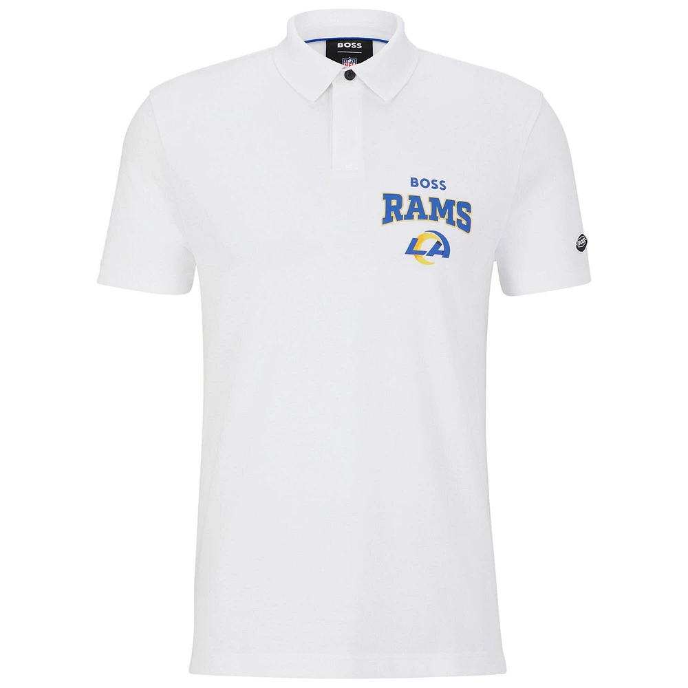 Polo BOSS X NFL pour hommes, blanc/royal, Los Angeles Rams Punter