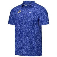 Men's Columbia PFG Royal Los Angeles Rams Super Slack Tide Omni-Wick Button-Up Shirt