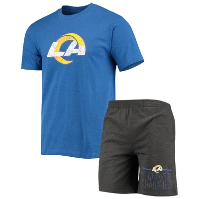 Ensemble de pyjama et short Concepts Sport Royal/Charcoal Los Angeles Rams Meter pour homme