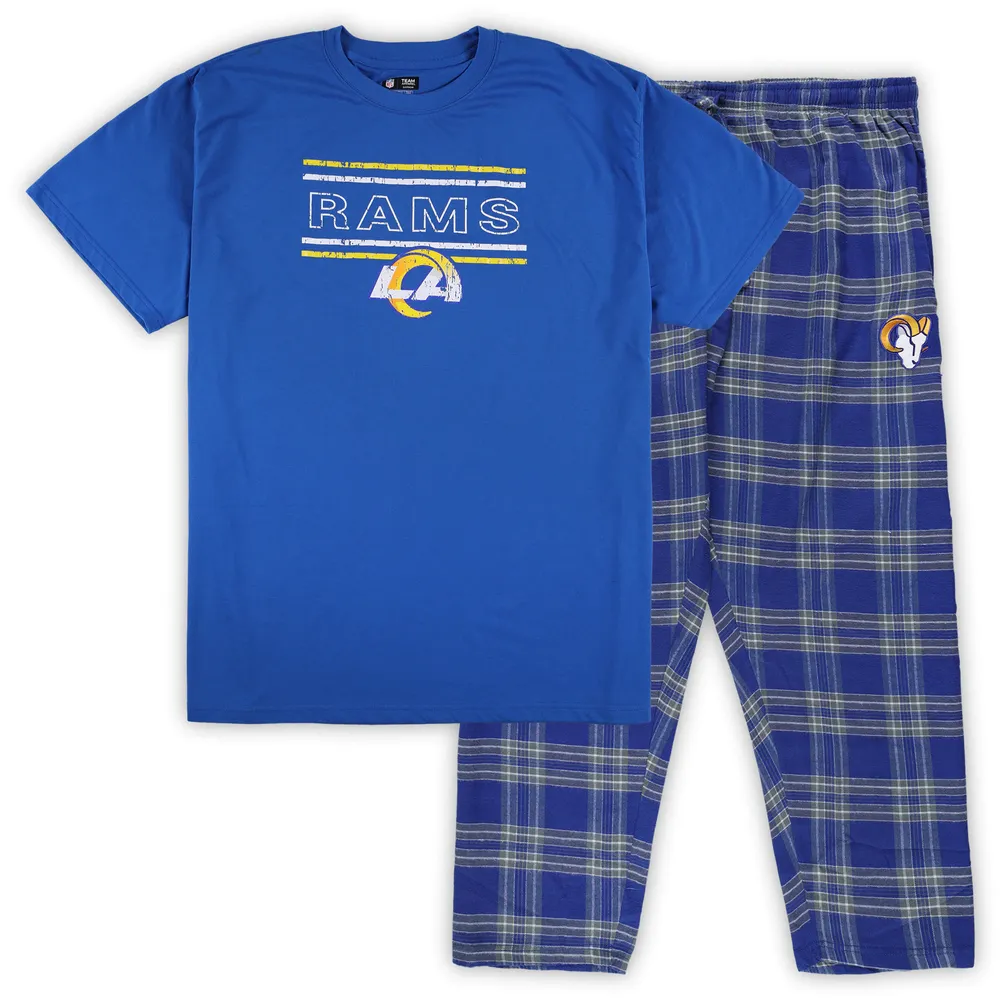 Men's Concepts Sport Royal/Gold Los Angeles Rams Big & Tall Flannel Sleep Set