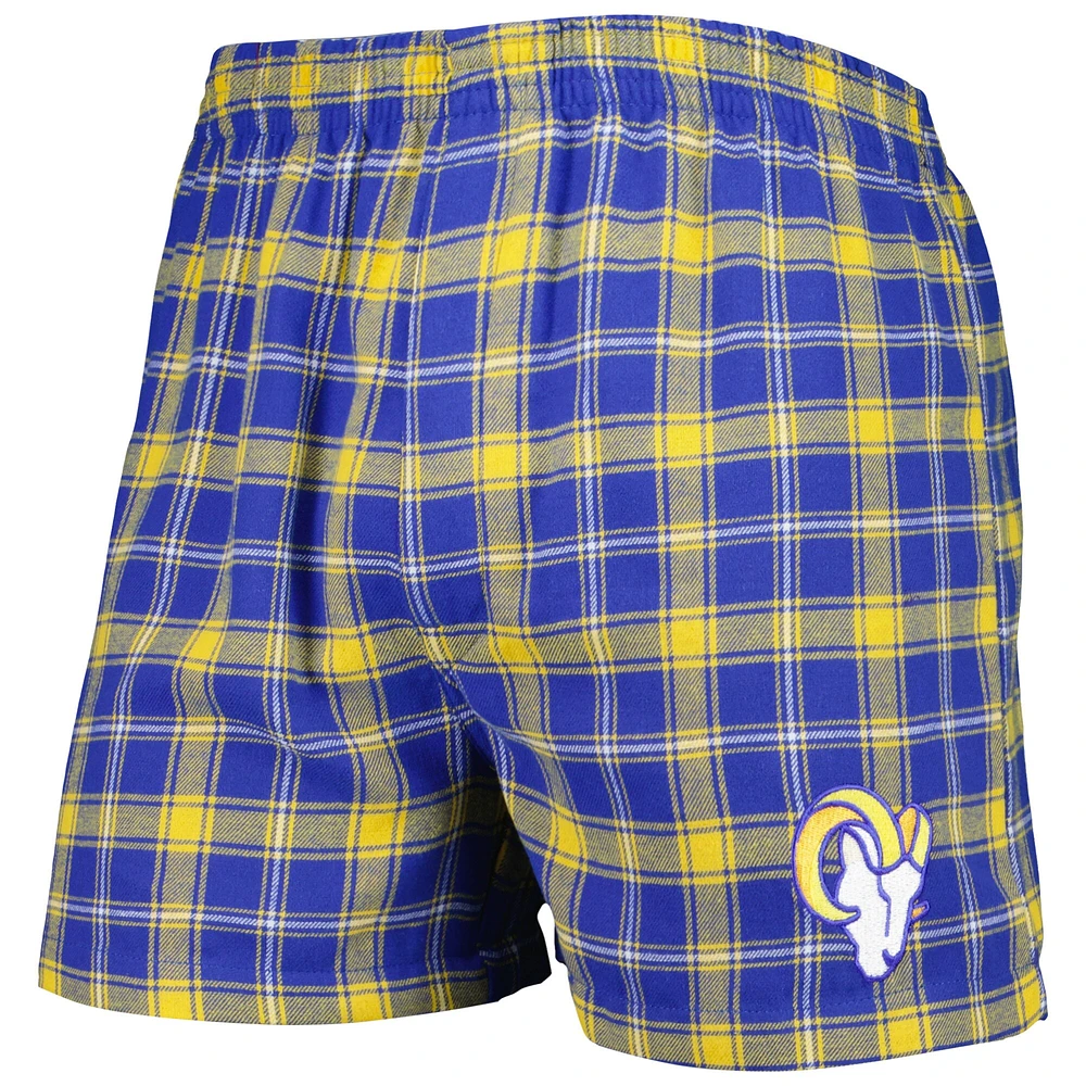 Boxer en flanelle Los Angeles Rams Ledger Concepts Sport Royal/Or pour homme