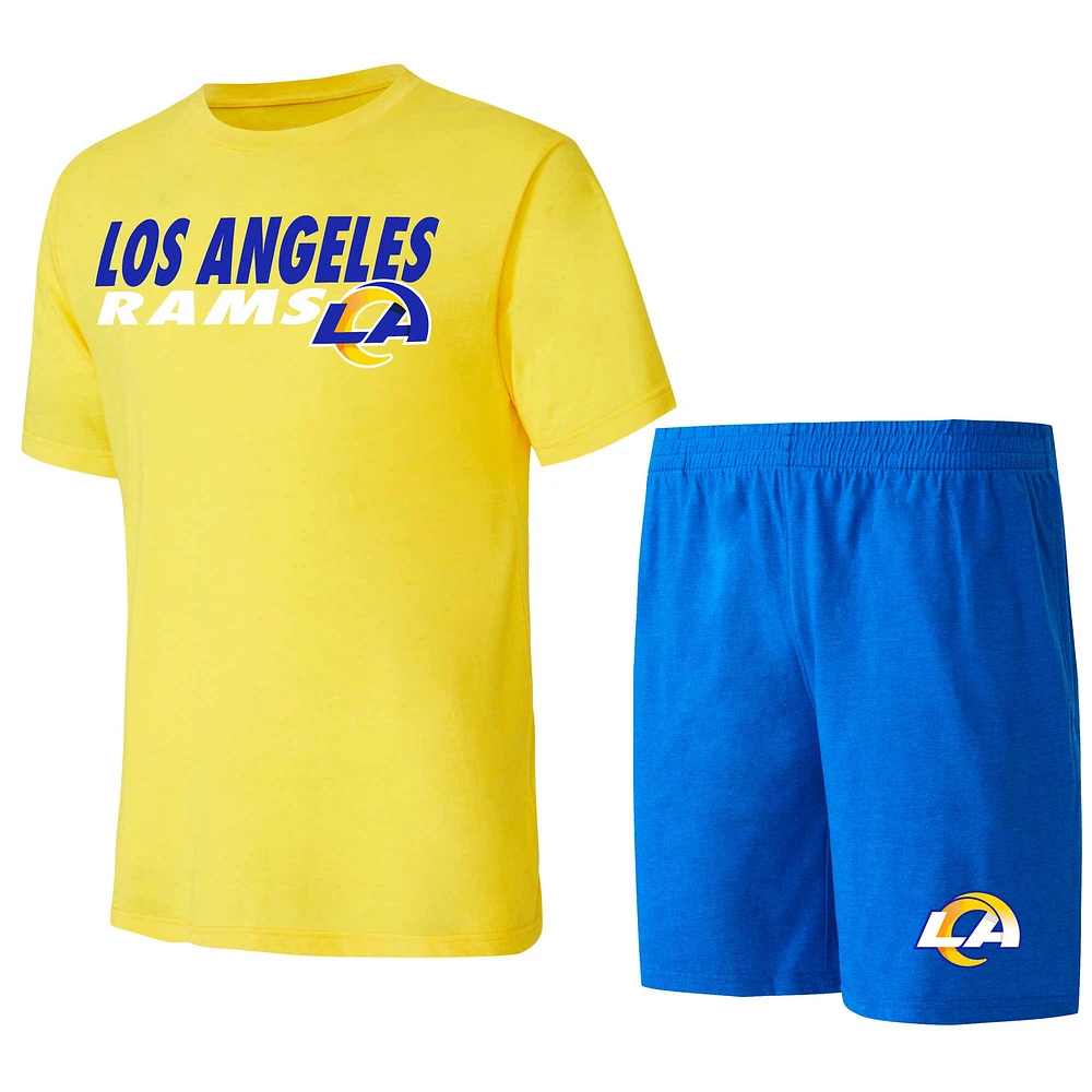 Ensemble de nuit pour hommes Concepts Sport Royal/Gold Los Angeles Rams Meter T-shirt et short