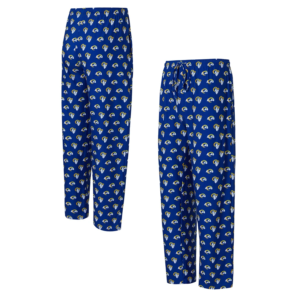 Men's Concepts Sport Royal Los Angeles Rams Record Allover Print Knit Pants