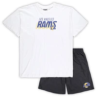 Ensemble t-shirt et short Los Angeles Rams Big & Tall Concepts Sport pour homme, blanc/anthracite