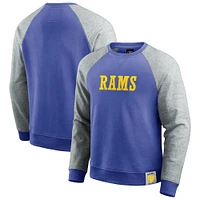 Sweat-shirt à col rond colorblock pour homme de la collection Darius Rucker Fanatics Royal/Heather Grey Los Angeles Rams