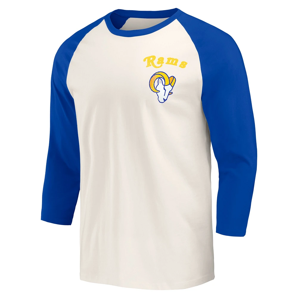 Men's Darius Rucker Collection by Fanatics Royal/White Los Angeles Rams Raglan 3/4 Sleeve T-Shirt