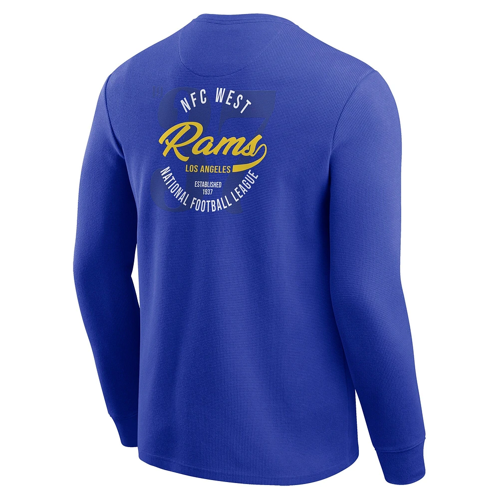 T-shirt à manches longues en tricot gaufré délavé pour homme de la collection Darius Rucker par Fanatics Royal Los Angeles Rams