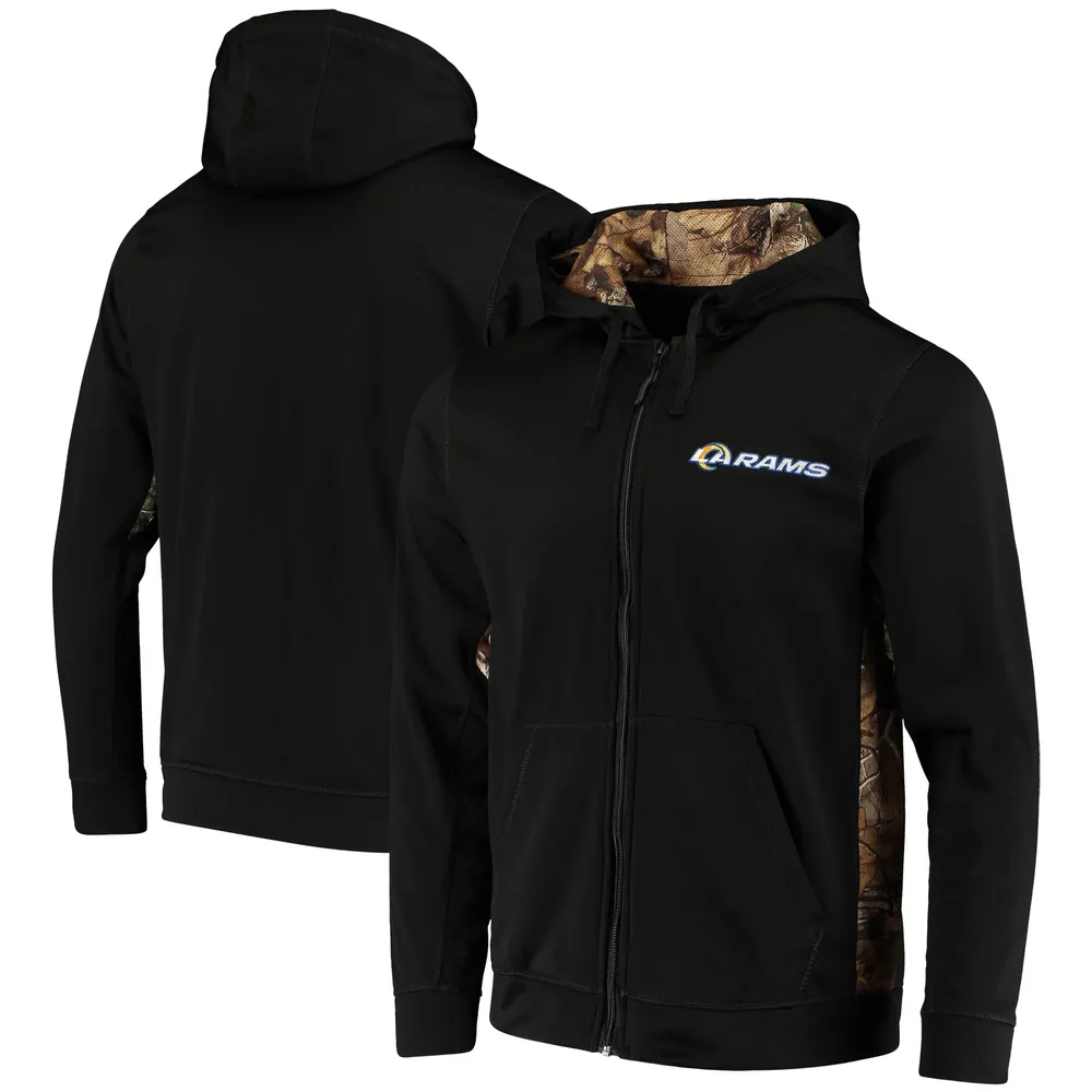 Chandail à capuchon en molleton entièrement zippé Los Angeles Rams Decoy Tech Fleece pour homme Dunbrooke Camo noir/Realtree