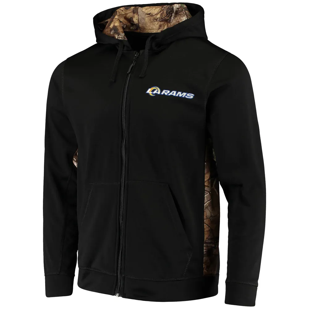 Chandail à capuchon en molleton entièrement zippé Los Angeles Rams Decoy Tech Fleece pour homme Dunbrooke Camo noir/Realtree