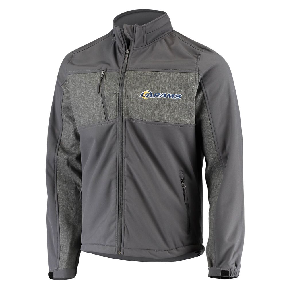 Men's Dunbrooke Graphite Los Angeles Rams Circle Zephyr Softshell Full-Zip Jacket