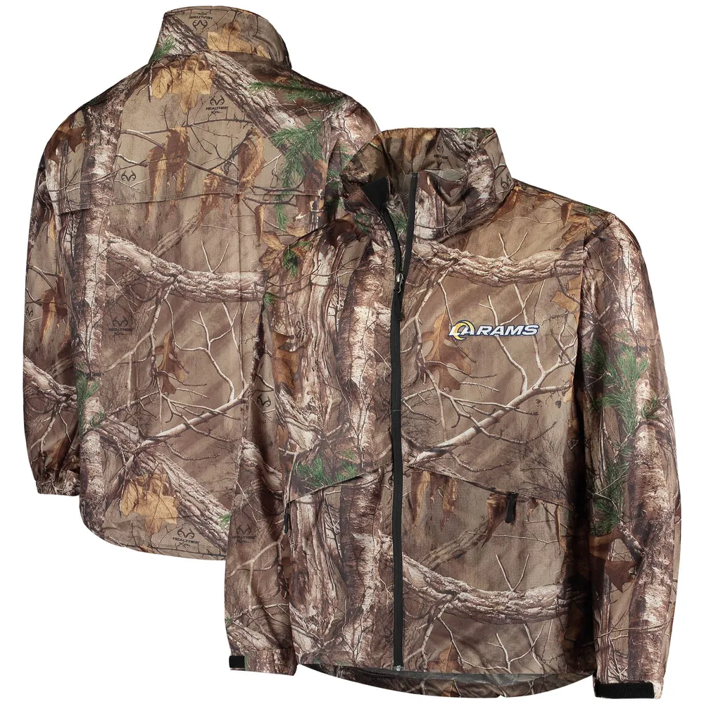 Dunbrooke Realtree Camo Los Angeles Rams Circle Sportsman Veste imperméable compressible entièrement zippée pour hommes