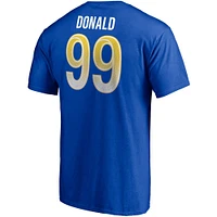 Fanatics pour hommes Aaron Donald Royal Los Angeles Rams Player Icon Nom et numéro T-shirt