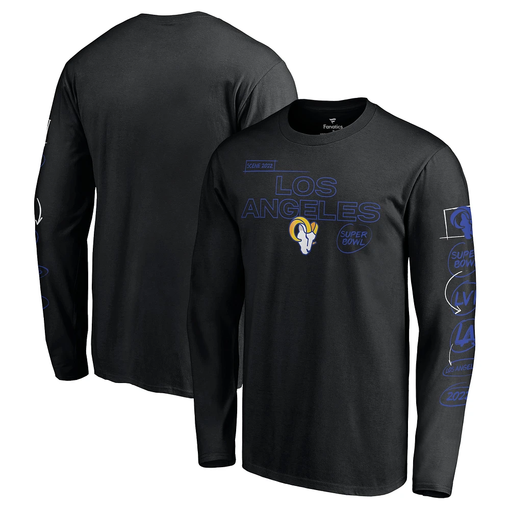 Men's Fanatics Black Los Angeles Rams Super Bowl LVI Bound Big & Tall Hollywood Action Long Sleeve T-Shirt