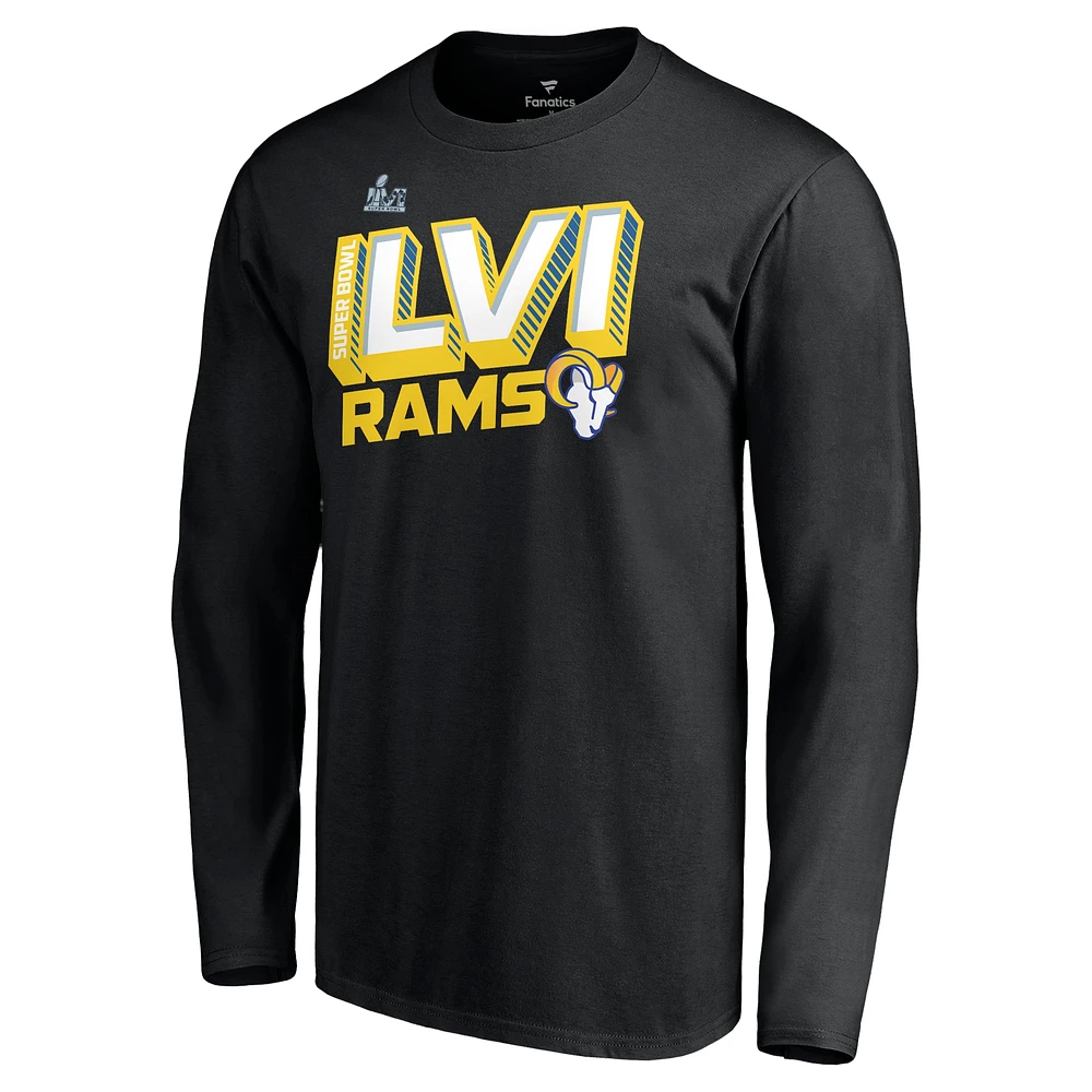 Men's Fanatics Black Los Angeles Rams Super Bowl LVI Bound Tilted Roster Long Sleeve T-Shirt