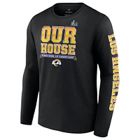 T-shirt noir à manches longues Audible du Super Bowl LVI Champions de la ville natale des Rams Los Angeles Fanatics pour hommes