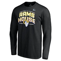 T-shirt noir à manches longues Fanatics pour hommes Los Angeles Rams Super Bowl LVI Champions Hometown