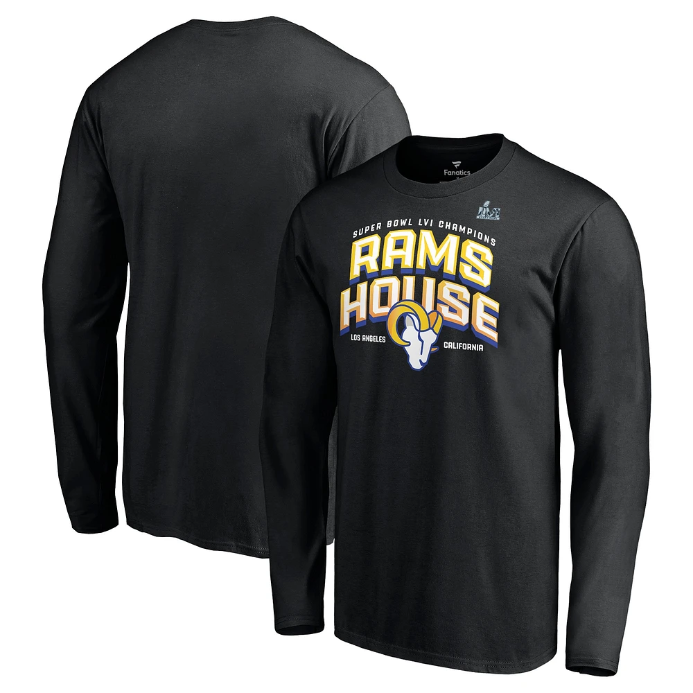 Men's Fanatics Black Los Angeles Rams Super Bowl LVI Champions Hometown Long Sleeve T-Shirt