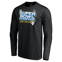 T-shirt noir à manches longues Fanatics pour hommes des Rams de Los Angeles Super Bowl LVI Champions Parade Celebration