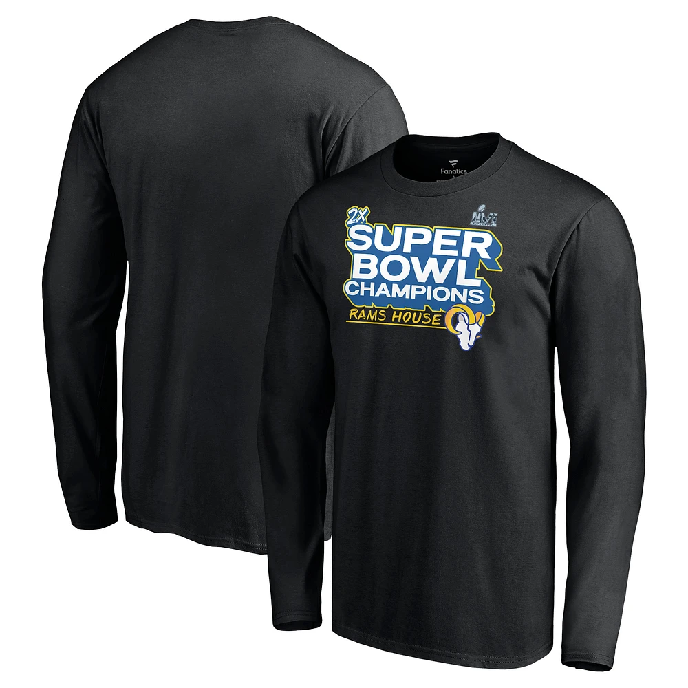 Men's Fanatics Black Los Angeles Rams Super Bowl LVI Champions Parade Celebration Long Sleeve T-Shirt