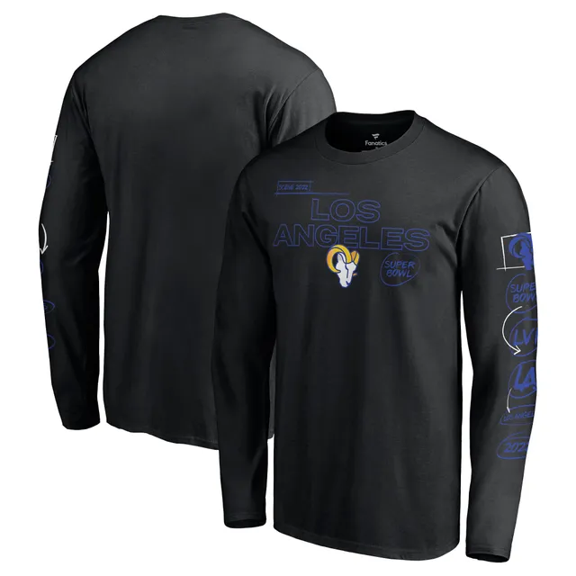 Men's Fanatics Branded Matthew Stafford Black Los Angeles Rams Super Bowl LVI Champions Player Name & Number Long Sleeve T-Shirt