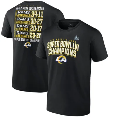 Los Angeles Rams Fanatics Branded Super Bowl LVI Champions Big & Tall Schedule T-Shirt - Black