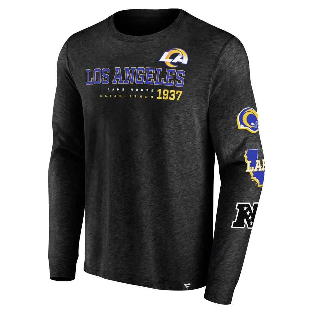 Fanatics Branded Men's Fanatics Branded Heather Black Los Angeles Rams High  Whip Pitcher Long Sleeve T-Shirt