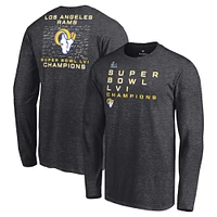 Men's Fanatics Charcoal Los Angeles Rams Super Bowl LVI Champions Big & Tall Signature Roster Long Sleeve T-Shirt