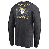 Men's Fanatics Charcoal Los Angeles Rams Super Bowl LVI Champions Big & Tall Signature Roster Long Sleeve T-Shirt