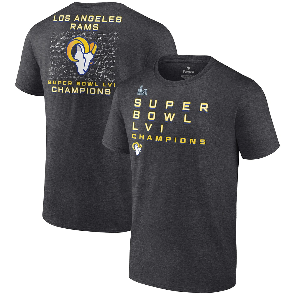 T-shirt Fanatics Charcoal Los Angeles Rams Super Bowl LVI Champions Big & Tall Signature Route pour hommes