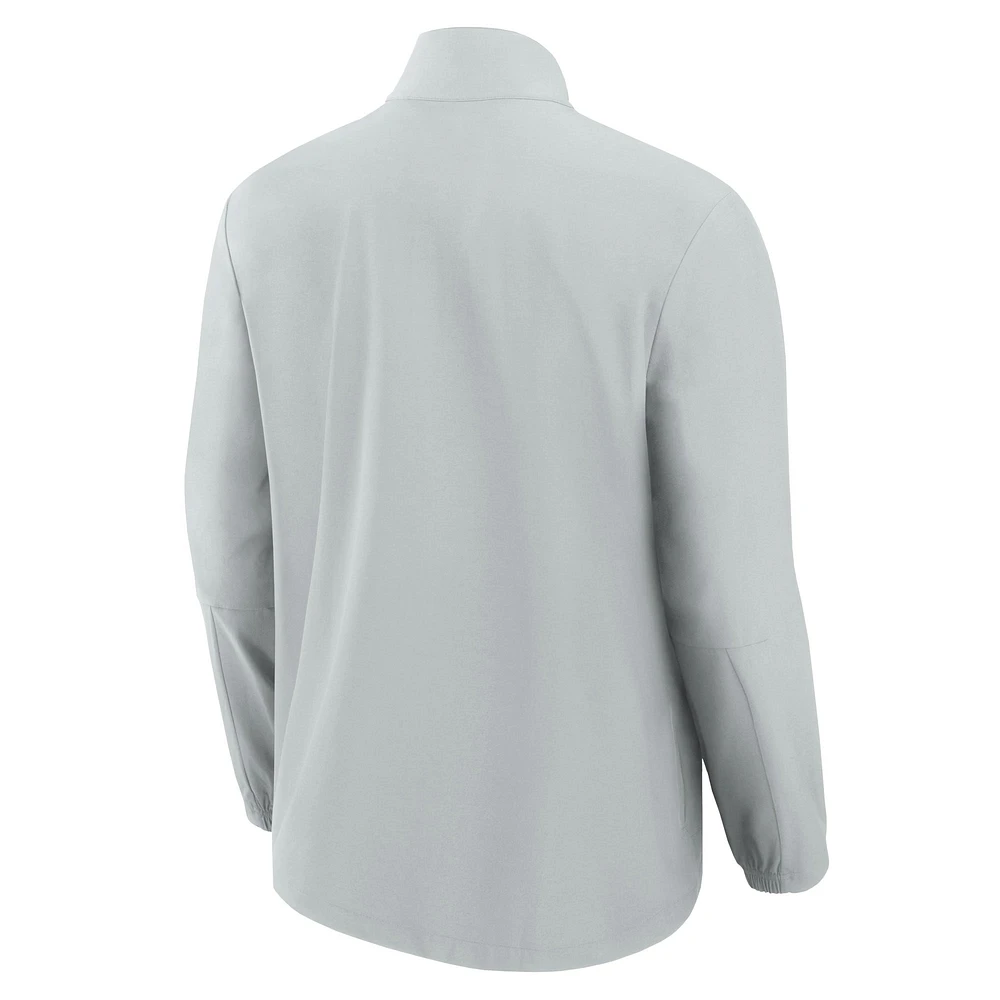 Men's Fanatics Gray Los Angeles Rams Front Office Micro Tonal Quarter-Zip Pullover
