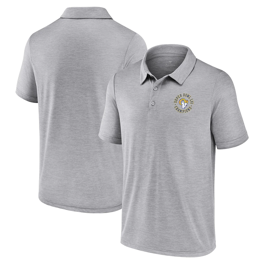 Polo Fanatics gris Los Angeles Rams Super Bowl LVI Champions pour hommes