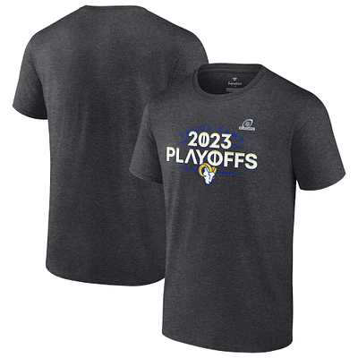 Men's Fanatics Heather Charcoal Los Angeles Rams 2023 NFL Playoffs T-Shirt